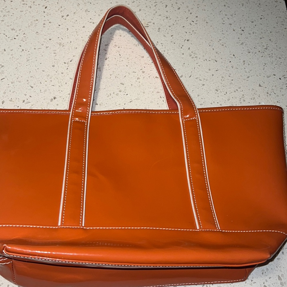 Orange Patent Tote. Lands End. New